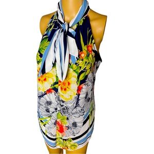7th Avenue Design Studio New York & Company Halter Top M Floral & Striped M